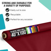 40 In. x 100 Ft. Burgundy Table Roll
